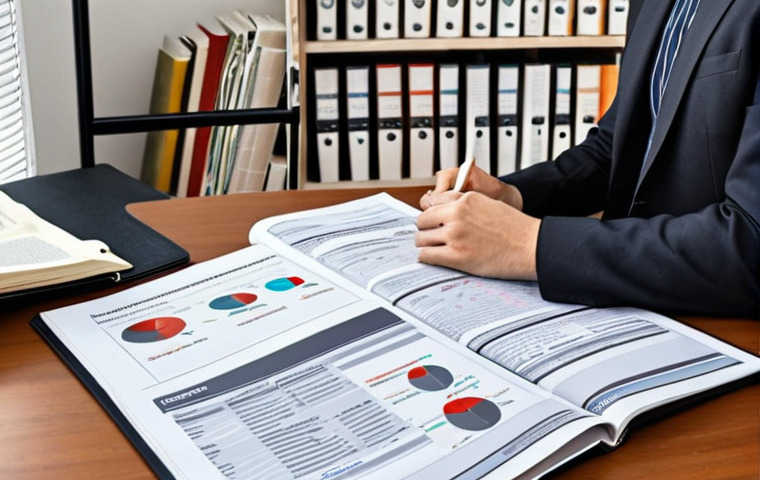 **CFA Certification and Investment Strategy**:
- "An illustration of a professional financial analyst studying for the CFA certification, surrounded by books on finance theory, investment analysis, and portfolio management. The atmosphere should convey a sense of dedication and the importance of forming a critical mindset for investment decisions."