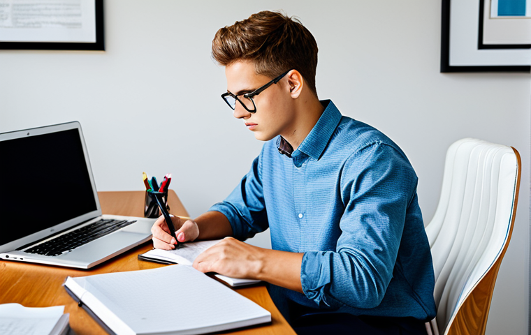 CFA 취득을 위한 온라인 강의 추천 - Focused Study Scene**

"A person studying at a desk with CFA exam prep materials (textbooks, notes, ...