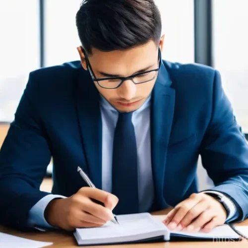 CFA 시험 시뮬레이션의 필요성 - **"A determined professional, in their late 20s or early 30s, dressed in a sharp business casual out...