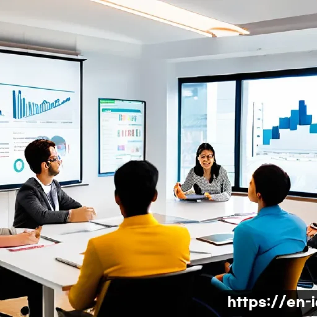 CFA 과목별 공부 전략 - A professional study environment showing a diverse group of young adults seated around a modern conf...