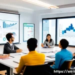 CFA 과목별 공부 전략 - A professional study environment showing a diverse group of young adults seated around a modern conf...