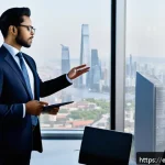 CFA와 CPA 자격증 비교 - A professional office scene showing a diverse group of financial professionals engaged in a high-sta...